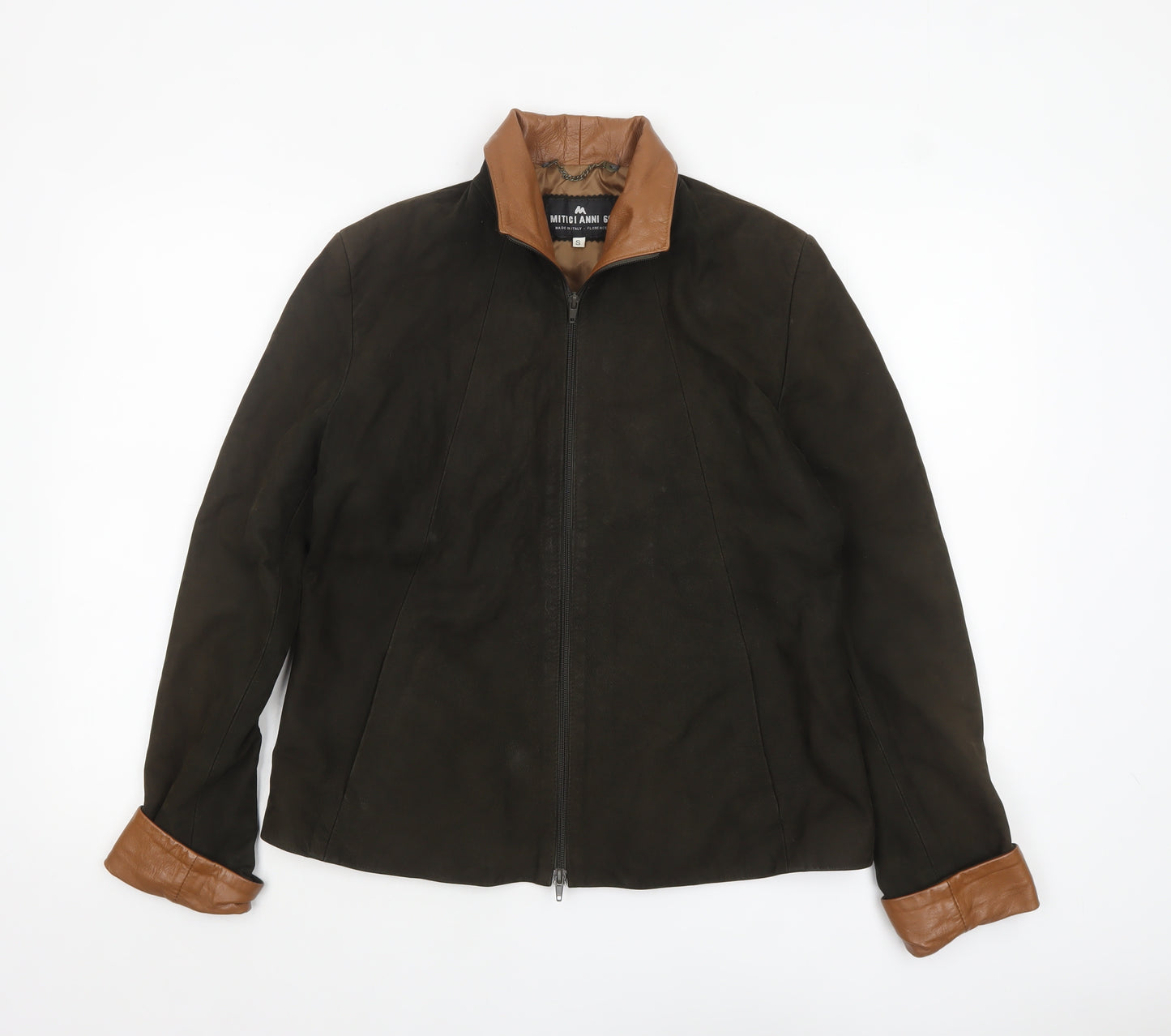 Mitici Anni 60 Women's Brown Leather Bomber Jacket Size S