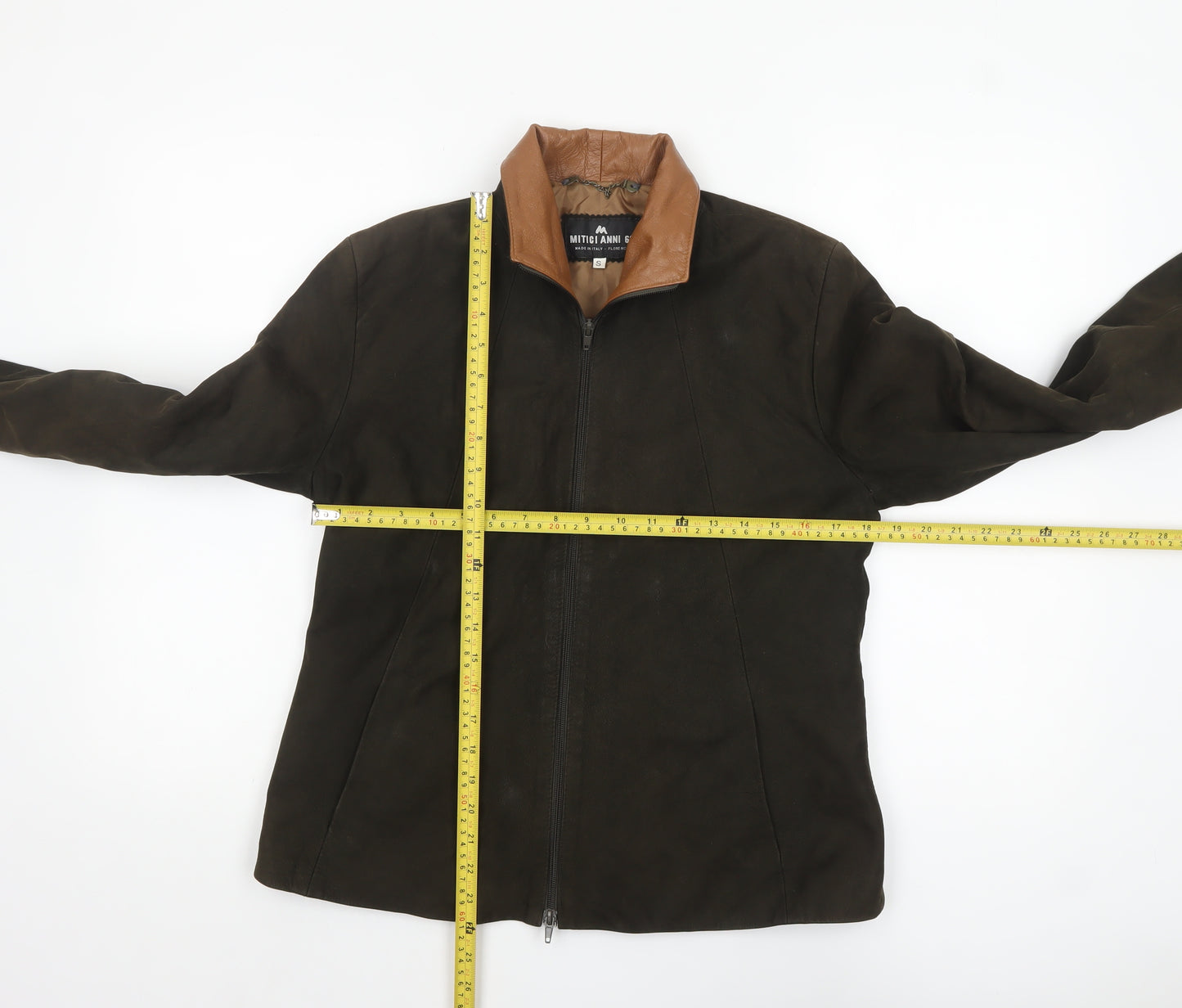 Mitici Anni 60 Women's Brown Leather Bomber Jacket Size S