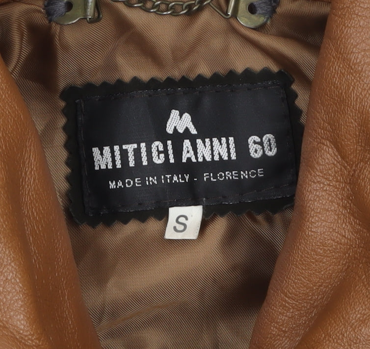 Mitici Anni 60 Women's Brown Leather Bomber Jacket Size S