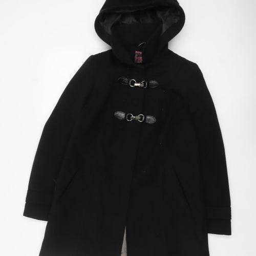 Next Women's Black Wool Blend Hooded Duffle Coat Size 10