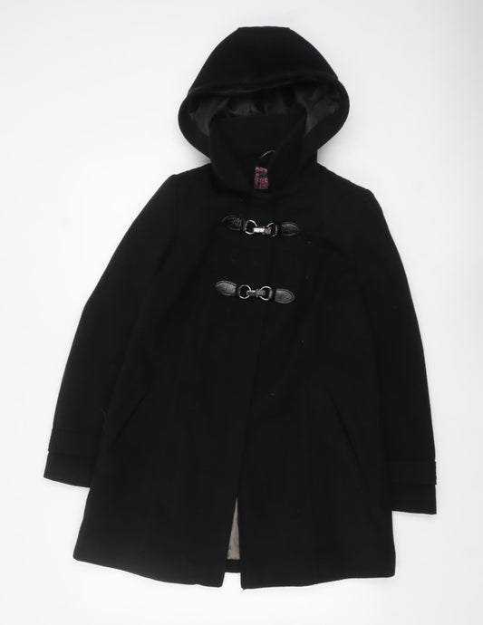 Next Women's Black Wool Blend Hooded Duffle Coat Size 10