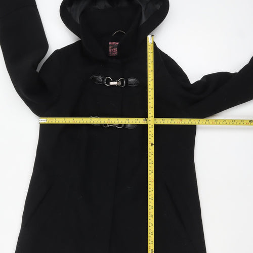 Next Women's Black Wool Blend Hooded Duffle Coat Size 10