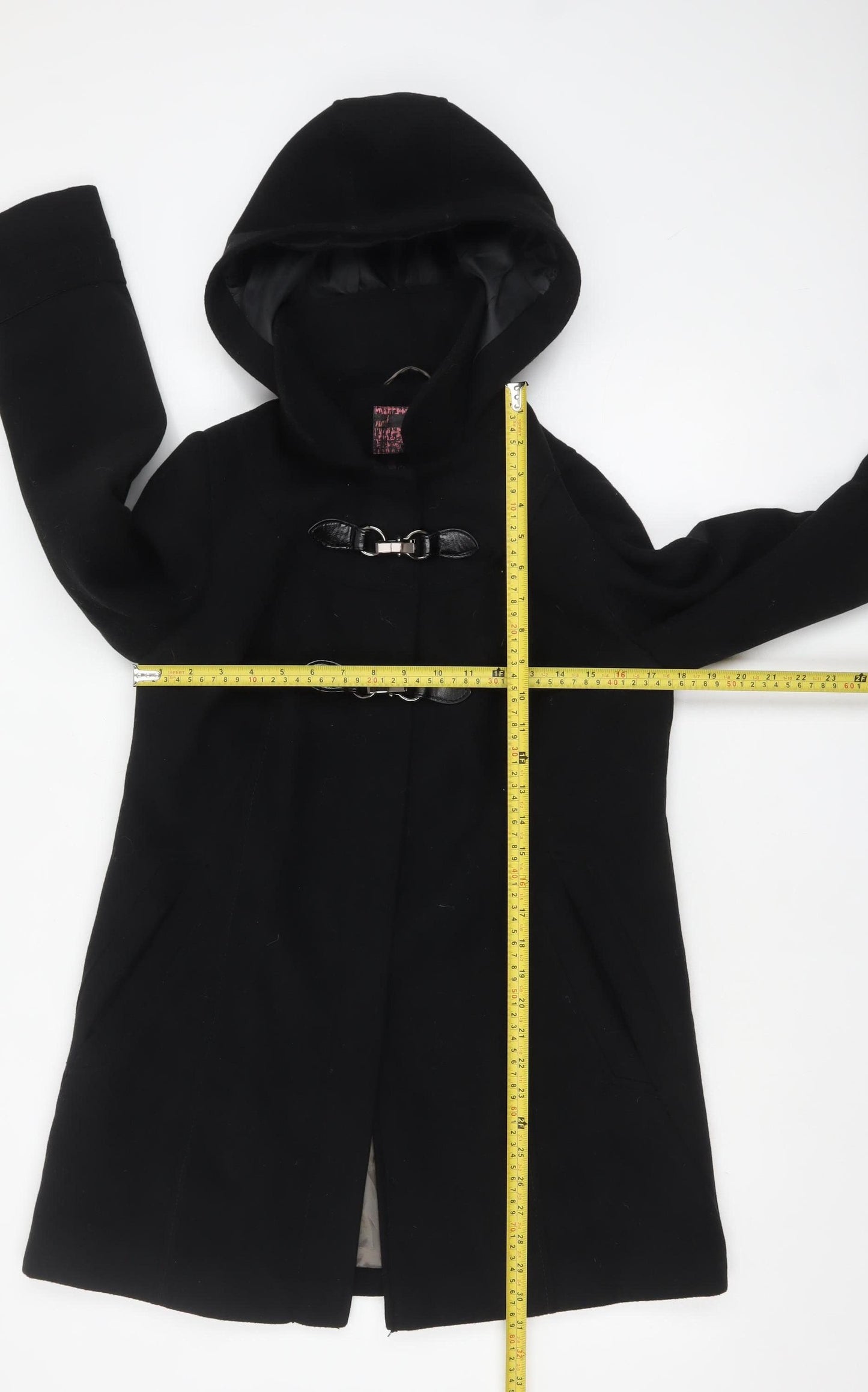 Next Women's Black Wool Blend Hooded Duffle Coat Size 10
