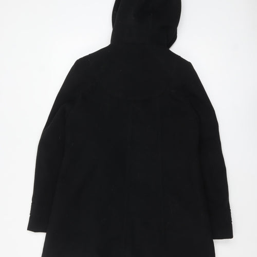 Next Women's Black Wool Blend Hooded Duffle Coat Size 10