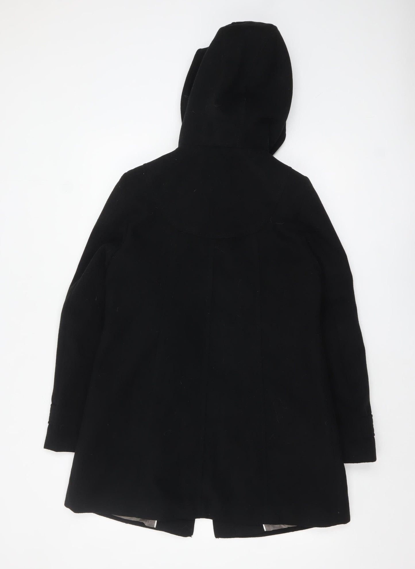 Next Women's Black Wool Blend Hooded Duffle Coat Size 10