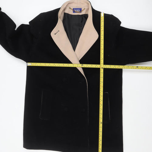 Kesta London Women's Black Wool Cashmere Overcoat Size 14