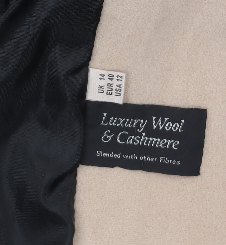 Kesta London Women's Black Wool Cashmere Overcoat Size 14