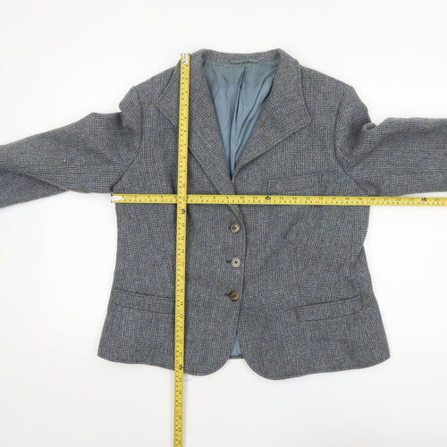 Felicitas Queisser Womens Blue Wool Tweed Single-Breasted Blazer UK 16