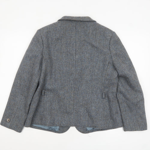 Felicitas Queisser Womens Blue Wool Tweed Single-Breasted Blazer UK 16