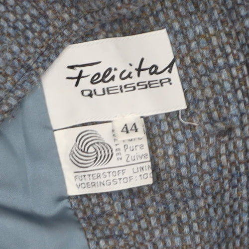 Felicitas Queisser Womens Blue Wool Tweed Single-Breasted Blazer UK 16