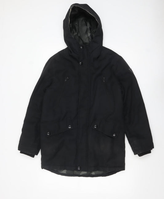 Next Boys Black Hooded Parka Coat 12 Years Padded Winter Jacket