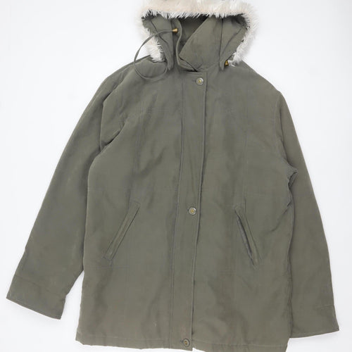 YS Collection Women's Green Hooded Parka Coat Size 18