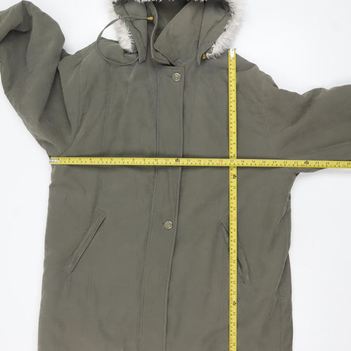 YS Collection Women's Green Hooded Parka Coat Size 18