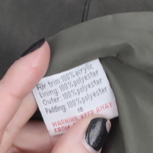 YS Collection Women's Green Hooded Parka Coat Size 18