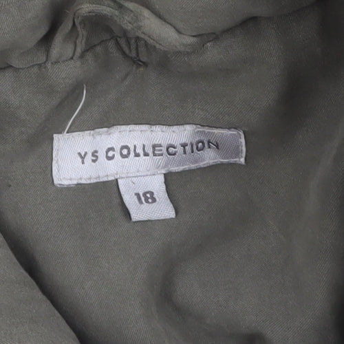YS Collection Women's Green Hooded Parka Coat Size 18