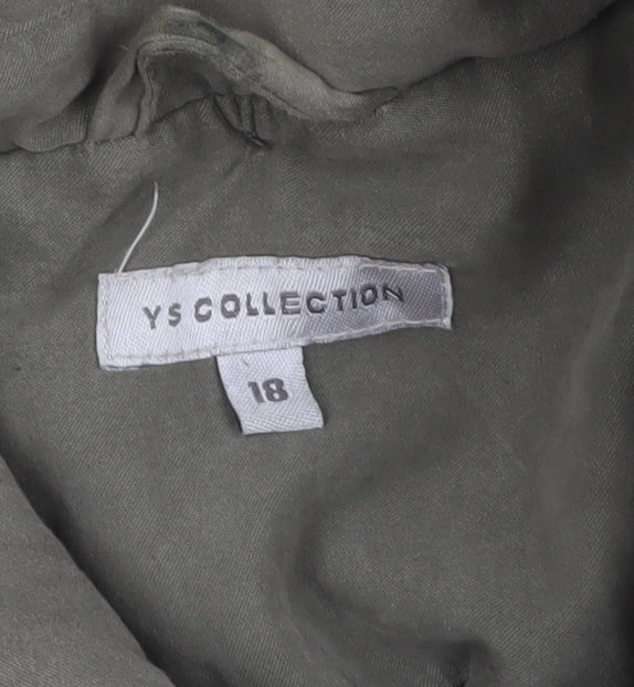 YS Collection Women's Green Hooded Parka Coat Size 18