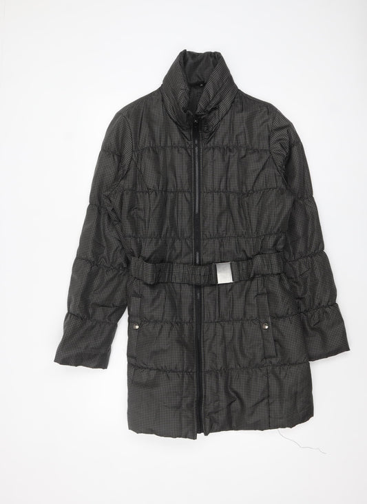 Marks and Spencer Women Black Houndstooth Long Puffer Coat M