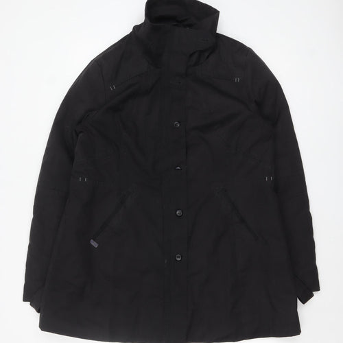Next Women's Black Parka Coat Size 18 Mid-Length Lined Zip