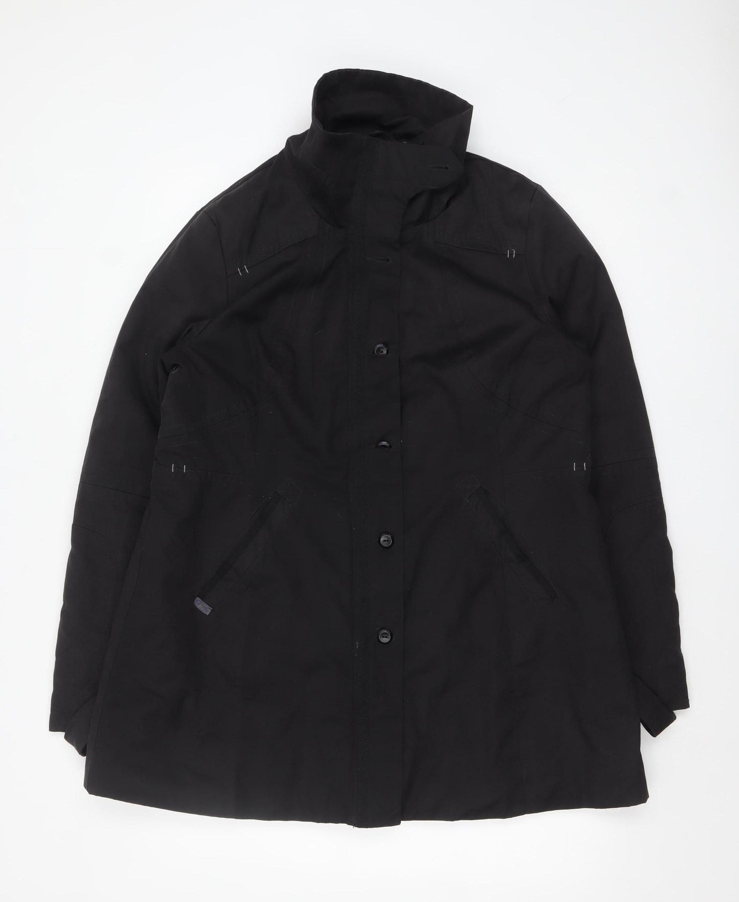 Next Women's Black Parka Coat Size 18 Mid-Length Lined Zip