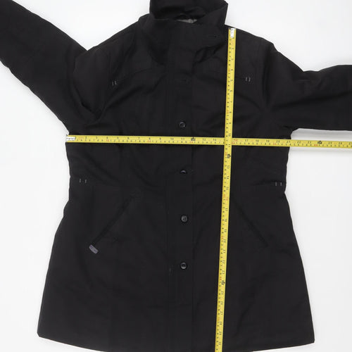Next Women's Black Parka Coat Size 18 Mid-Length Lined Zip