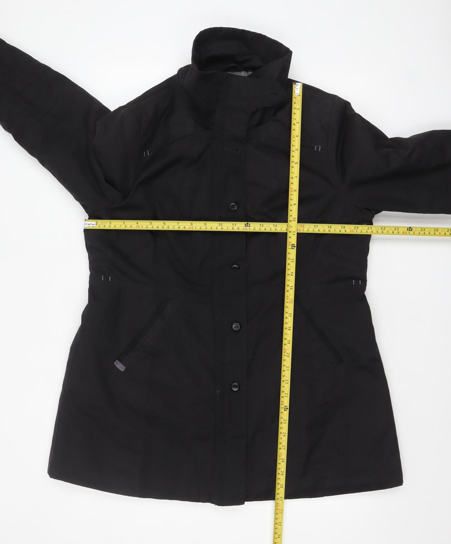 Next Women's Black Parka Coat Size 18 Mid-Length Lined Zip
