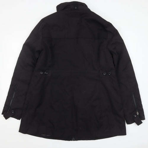Next Women's Black Parka Coat Size 18 Mid-Length Lined Zip