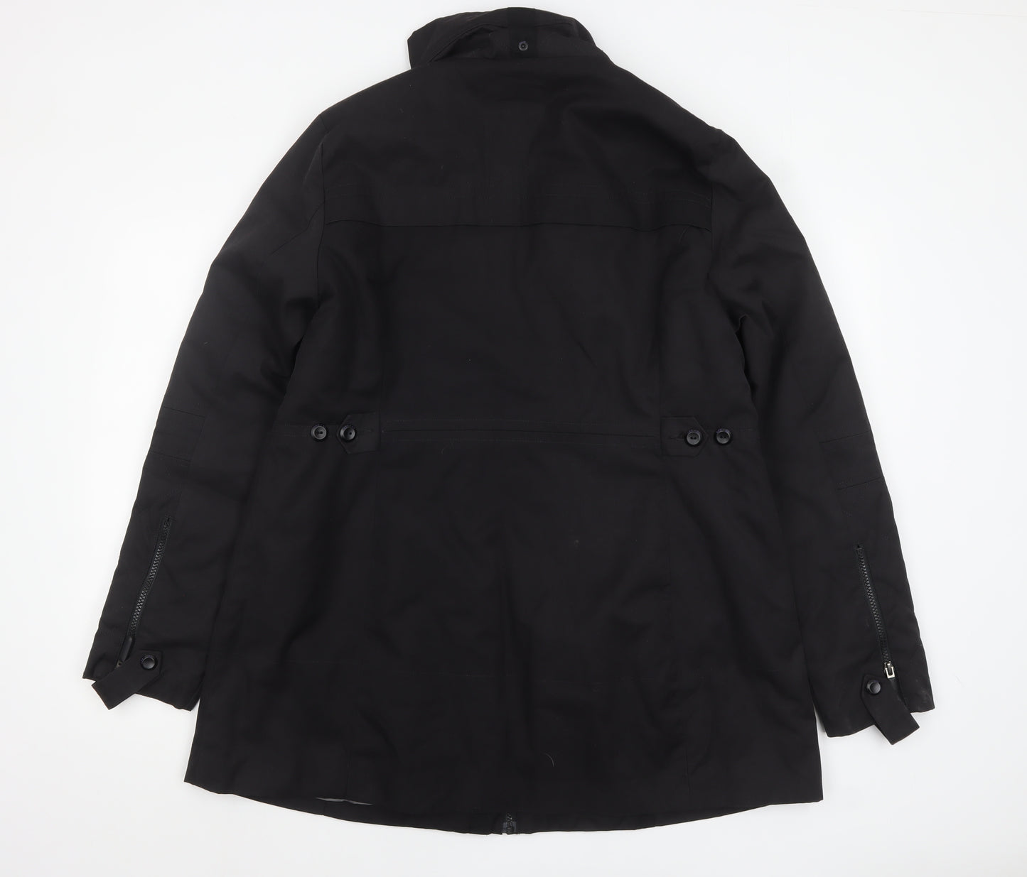 Next Women's Black Parka Coat Size 18 Mid-Length Lined Zip