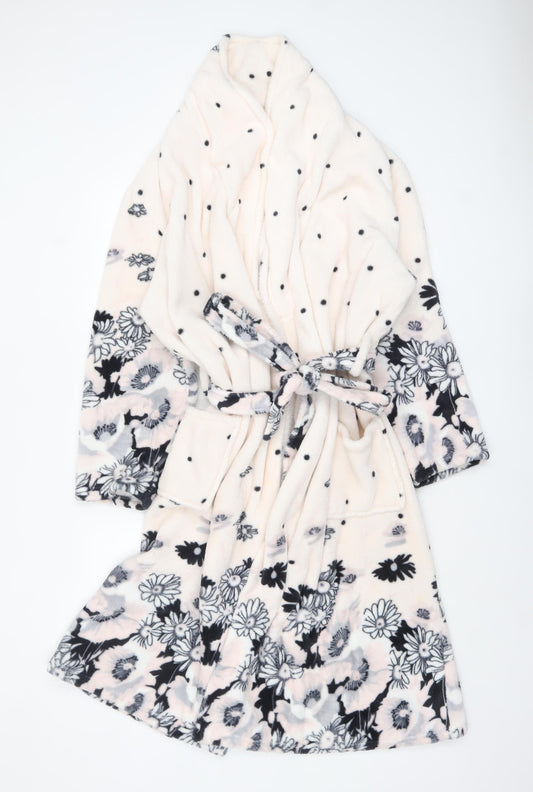 Sleep Lounge Women's Ivory Floral Fleece Belted Robe Size 20-22