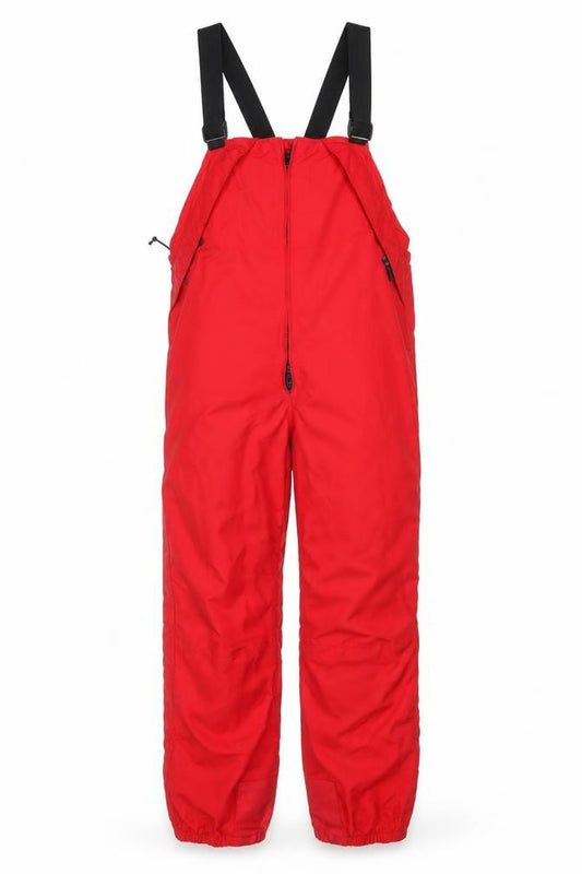Front view of Mountain Equipment Co-op Red Women's Small Waterproof Ski Jumpsuit