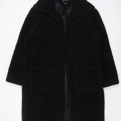 Brave Soul Women's Black Fleece Lined Mid-Length Overcoat Size 12