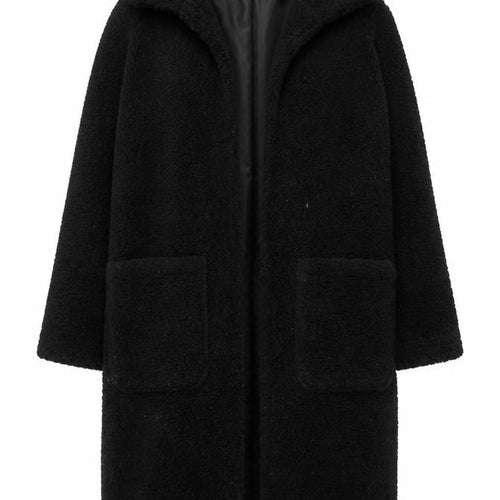 Brave Soul Women's Black Fleece Lined Mid-Length Overcoat Size 12