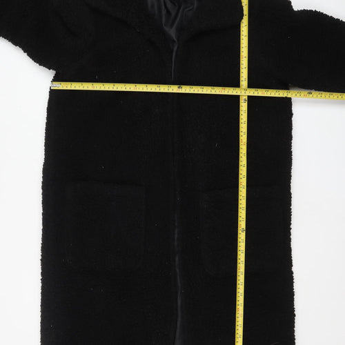 Brave Soul Women's Black Fleece Lined Mid-Length Overcoat Size 12