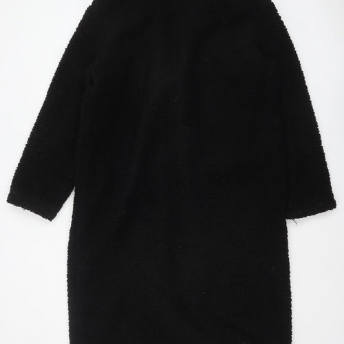 Brave Soul Women's Black Fleece Lined Mid-Length Overcoat Size 12