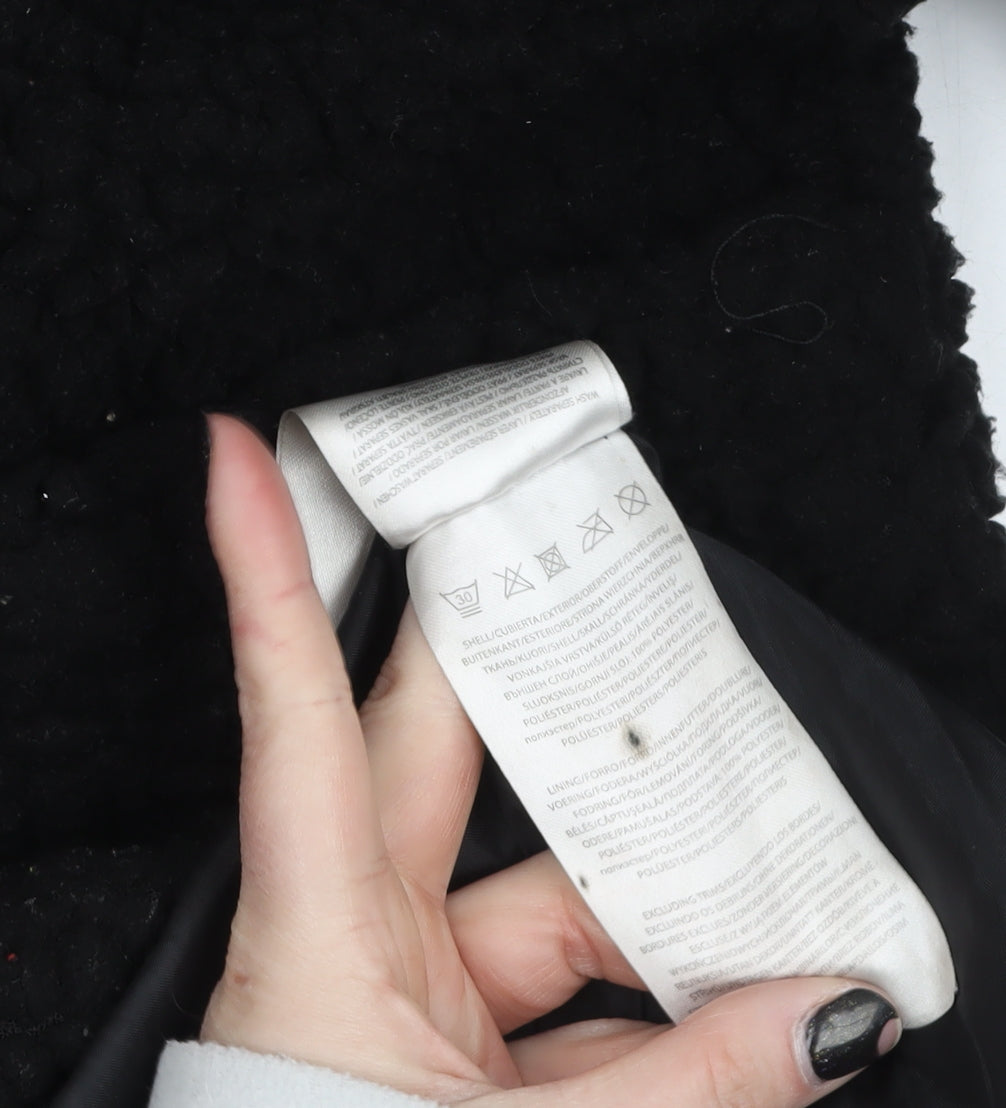 Brave Soul Women's Black Fleece Lined Mid-Length Overcoat Size 12