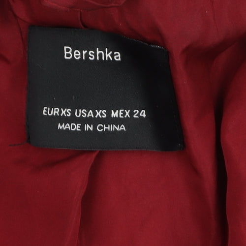 Bershka Women’s Red Teddy Coat XS Warm Mid-Length Overcoat