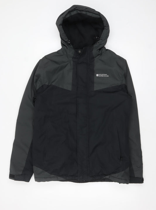 Mountain Warehouse Men's Black XS Hooded Water Resistant Parka Jacket