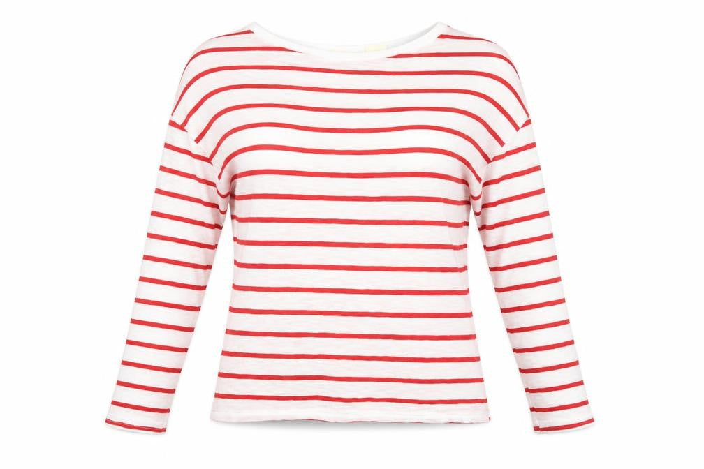 Front view of Levi's Women's Multicoloured Striped Long Sleeve Cotton T-Shirt, size S