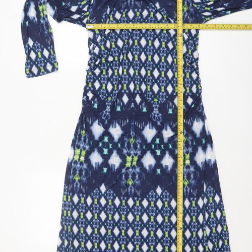 Marks and Spencer Women Blue Geometric Shift Dress Size 16