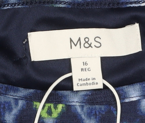 Marks and Spencer Women Blue Geometric Shift Dress Size 16