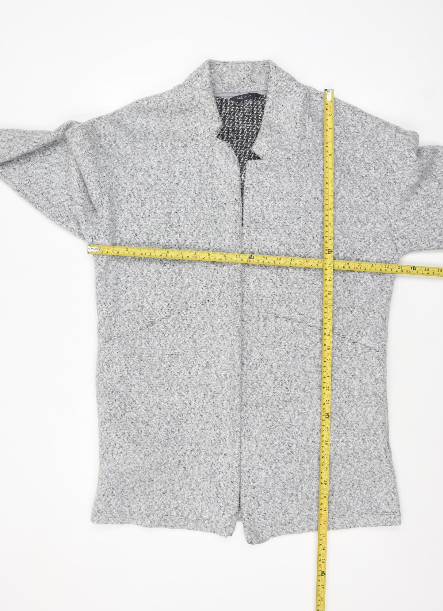 Marks and Spencer Womens Grey Size 14 Tweed Coatigan