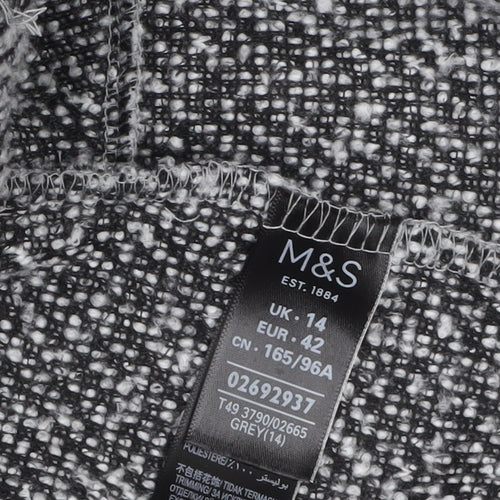 Marks and Spencer Womens Grey Size 14 Tweed Coatigan
