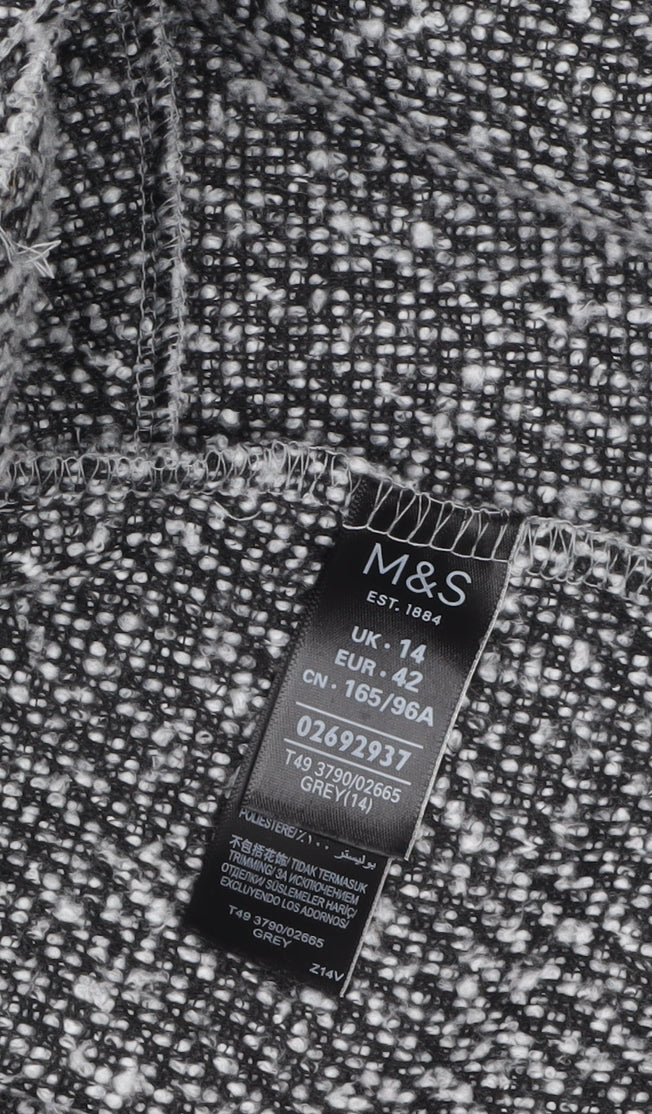Marks and Spencer Womens Grey Size 14 Tweed Coatigan
