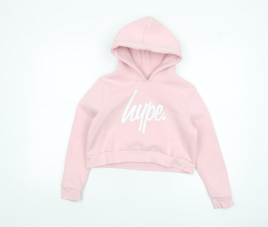 Hype Girls Pink Pullover Hoodie 11-12 Years Logo Fleece Sweatshirt
