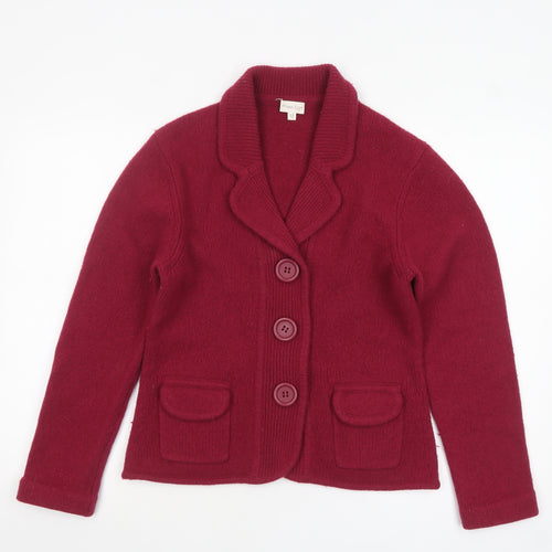 Phase Eight Women Red Wool Collared Cardigan Size 12