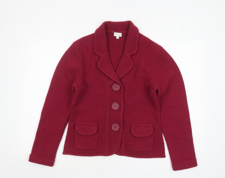 Phase Eight Women Red Wool Collared Cardigan Size 12