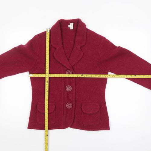 Phase Eight Women Red Wool Collared Cardigan Size 12