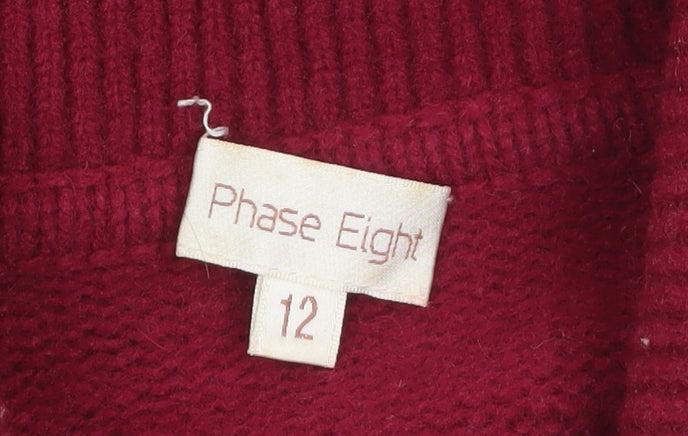 Phase Eight Women Red Wool Collared Cardigan Size 12