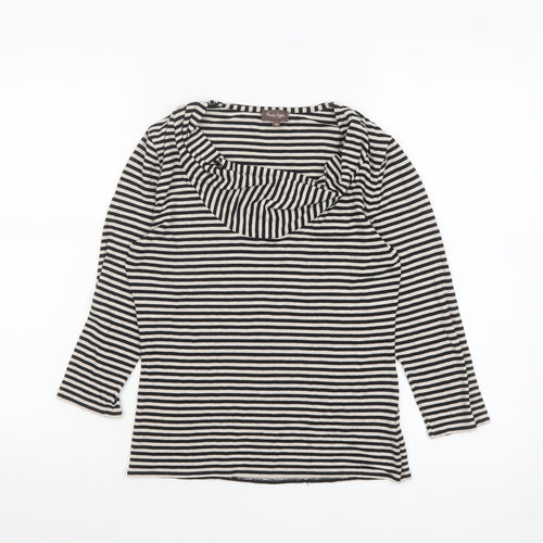 Phase Eight Women's Black Striped Cowl Neck 3/4 Sleeve Jersey Top Size 10