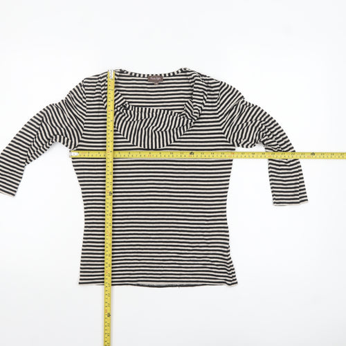 Phase Eight Women's Black Striped Cowl Neck 3/4 Sleeve Jersey Top Size 10