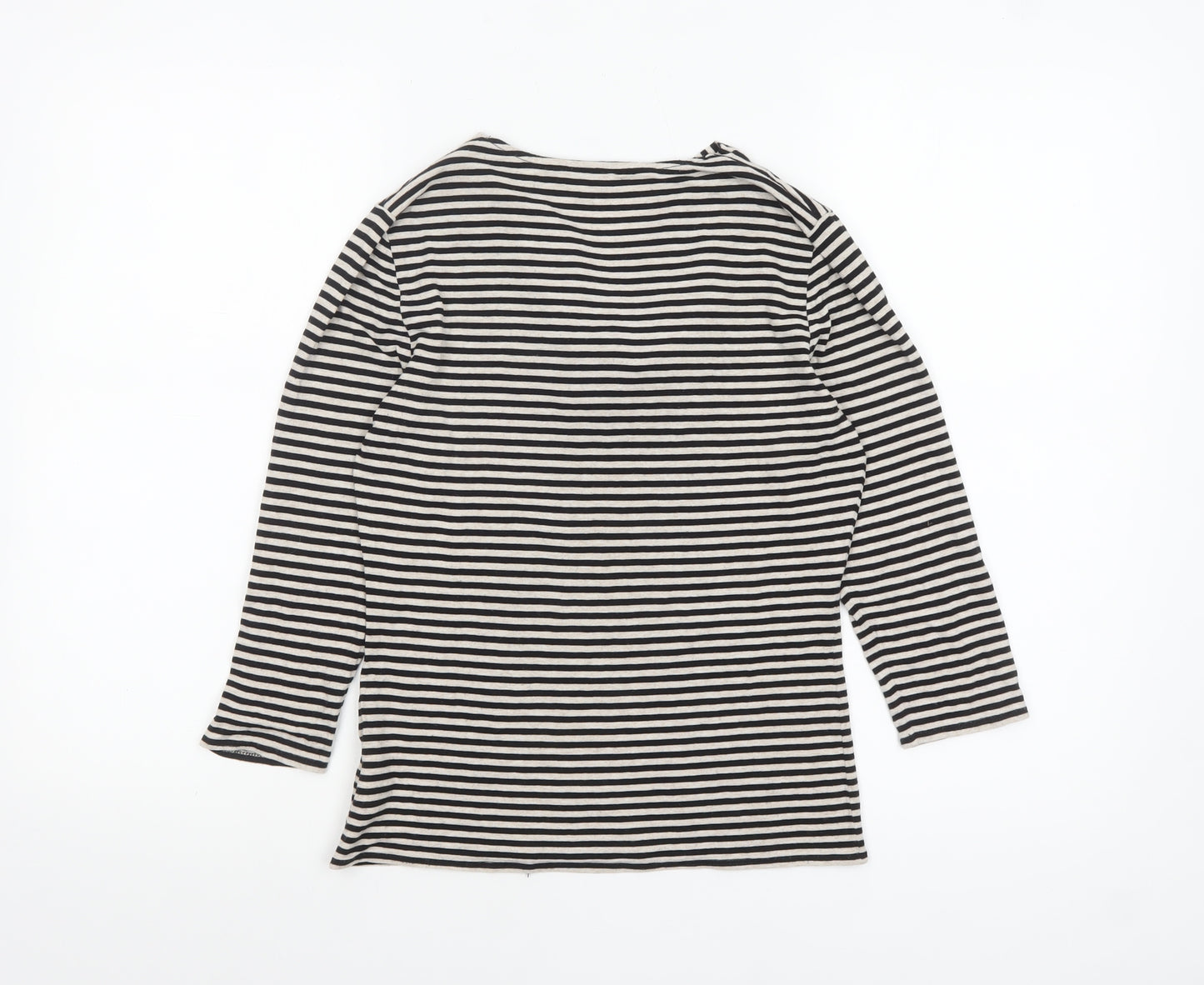 Phase Eight Women's Black Striped Cowl Neck 3/4 Sleeve Jersey Top Size 10